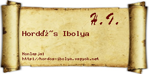 Hordós Ibolya névjegykártya